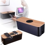 Organizer na kable – nowoczesna maskownica listwy, box z drewnem czarny