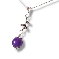 JG16A Wisiorek/zawieszka kamienie JADEIT FIOLETOWY GAŁĄZKA