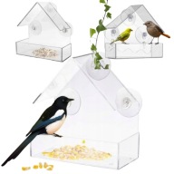 KARMNIK DLA PTAKÓW NA OKNO SZYBĘ PRZEZROCZYSTY AKRYLOWY NA PRZYSSAWKI LUBI