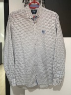 V Koszula La Vespita biała subtelne artystyczne bukiety kwiatów bawełna