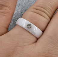 63578 Pierścionek ceramiczny biały z cyrkonią średnica 16 mm