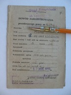 KRAKÓW DOWÓD ZAREJESTROWNIA POSZUKUJĄCEGO PRACY 1950