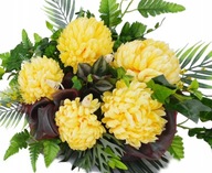 DUŻA wiązanka stroik na cmentarz grób JAK ŻYWA Sztuczne żółte Chryzantemy
