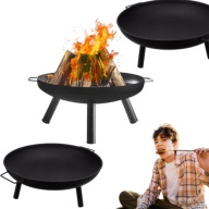 PALENISKO OGRODOWE METALOWE OGNISKO GRILL Z UCHWYTAMI RUSZT 58CM SOLIDNE