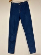 Jeansy spodnie skinny Cropp 36 denim wysoki stan granatowe