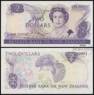 BNE - NOWA ZELANDIA 2 Dollars 1985 EHG 000047 # P170b # NISKI NUMER # UNC