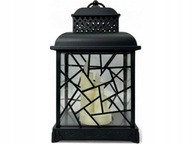 LAMPION ŚWIECZNIK OZDOBNY WITRAŻ CZARNY LED + BATERIE GRATIS
