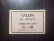 Talon na zeszyty szkoła podstawowa klasy I-III 1982
