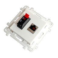 Gniazdo multimedialne internetowe RJ45 + głośnikowe białe do ramek S 10
