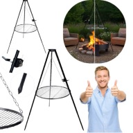 RUSZT STALOWY PALENISKO OGRODOWE SOLIDNE 80CM TRÓJNÓG DO GRILLA OGNISKA