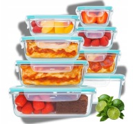 Zestaw 8 Szklanych Pojemników na Żywność Lunchbox do Mikrofali i Lodówki