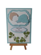 ZAPROSZENIA CHRZEST DZIECKO W SERWETCE C6 BŁĘKIT - BIEL