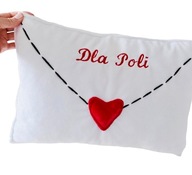 Poduszka dekoracyjna minky KOPERTA haft imię dedykacja PREZENT walentynki