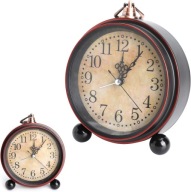 BUDZIK ANALOGOWY RETRO METALOWY BEZGŁOŚNY CICHY VINTAGE 16 CM