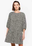 H & M sukienka kwiaty babydoll oversize bufki falbanka baskinka boho luźna