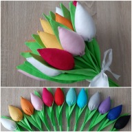 Dla mamy Dzień Matki tulipany szyte z materiału 13 kol bilecik folia