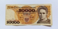 20000 ZŁOTYCH 1989 seria AF, rzadsza