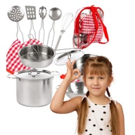 DUŻY ZESTAW GARNKI KUCHNIA DLA DZIECI NACZYNIA AKCESORIA DO KUCHNI