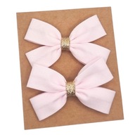 Spinki do włosów dla dziewczynki kokardki jasny róż i złoto