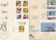 Koperty FDC z okazji Letnich Igrzysk Olimpijskich w 1972, 80, 84 i 88 - PRL