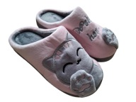 Kapcie Damskie z kotem Welcome Home różowe pluszowe 38-39 papcie miękkie