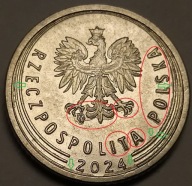 10 gr groszy 2024 DESTRUKT mocno rozlane i postrzępione kleksy pełny otok