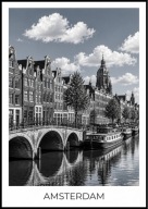 A2 PLAKAT AMSTERDAM HOLANDIA MIASTO PLAKAT Z AMSTERDAMEM MONOCHROMATYCZNY