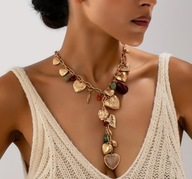 Naszyjnik choker korale kolia serca duży luksusowy