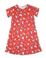 Piękna SUKIENKA_miedziana kolorowe motyle jersey MODNA prosta jedyna_44