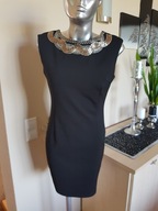 SUKIENKA ołówkowa złoto cekiny czerń zip M 38