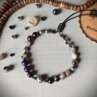 WITCHER bransoletka ochronna obsydian kamienie agat fiolet BlackberriesArts