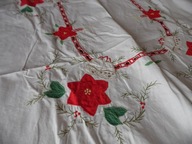 DUZY BAWEŁNIANY OBRUS Z APLIKACJA NA BOŻE NARODZENIE