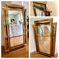 Schoninger kryształowe lustro art deco poziomo pionowe 1980r 120/75cm