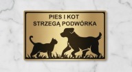 Tabliczka uwaga pies Border collie + Kot Srebrna, złota duży wybór wzorów