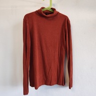 Cienki, elastyczny golf F&F 38 ceglasty prążkowana dzianina (088)