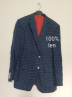 Marynarka męska lniana len w kratę XL