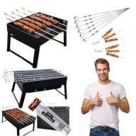 ZESTAW GRILL WALIZKA TURYSTYCZNY SKŁADANY MANGAL+6x SZPIKULCE SZAMPURY HIT