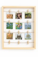 Drewniana ramka na zdjęcia ze sznurkiem naturalne drewno