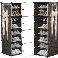 SZAFKA MODUŁOWA NA BUTY DROBIAZKI POJEMNIK KOMODA REGAŁ MX7 CZARNA 8 PÓŁEK