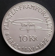Szwecja 10 koron 1972 - król Gustaw VI Adolf - srebro - stan 2