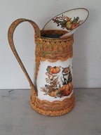 Dzbanek metalowy motyw jesienny