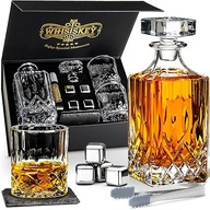 WHISISKEY Zestaw Karafka Whisky 700ml + 2 Szklanki + 4 Kamienie Prezent