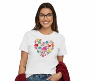 Koszulka damska prezent na walentynki urodziny Serce Kwiaty rozmiar XXL