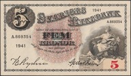Szwecja 5 koron 1941 - A. - stan 1/2