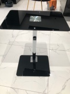 stolik kawowy szklany czarno srebrny także pod laptopa, gramofon, itd