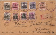 PŁOCK - koperta -erka seria znaczków (9) -obieg 1919 rok przedrukowce 6-16
