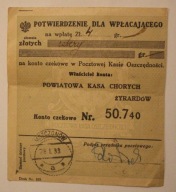 MSZCZONÓW 1933 rok - POWIATOWA KASA CHORYCH - ŻYRARDÓW - RACHUNEK