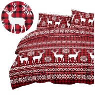 POŚCIEL ŚWIĄTECZNA 160X200 2 POSZEWKI 70X80 WZÓR NORWESKI NA ŚWIĘTA PREZENT