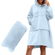 Bluza koc BLUZAIR hoodie z kapturem oversize BŁĘKITNY
