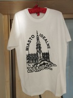 T-SHIRT MĘSKI BIAŁY BAWEŁNIANY Z NADRUKIEM DLA MIŁOŚNIKA ZAMOŚCIA R.L
